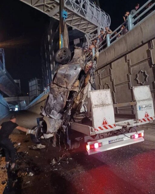 دو کشته در پی سقوط خودرو از پل صدر +عکس