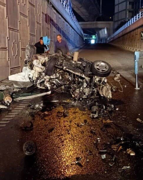 دو کشته در پی سقوط خودرو از پل صدر +عکس